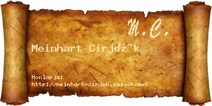 Meinhart Cirjék névjegykártya